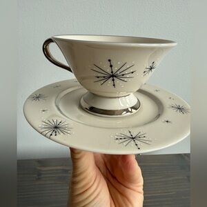 Vintage MCM "Romance of the Stars" footed teacup and saucer set